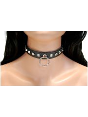 Leder Halsband Spitznieten mit Ring