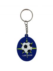 Schlüsselanhänger I Love Soccer blau aus Gummi