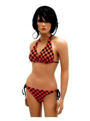 Bikini schwarz orange kariert