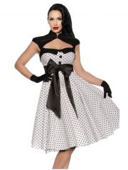 Petticoat Rockabilly Kleid weiß mit Punkten und Schleife