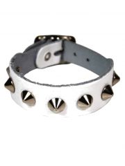 Leder Armband Spitznieten 1 reihig weiß