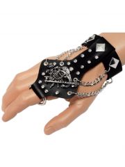 Lederarmband mit Fingerring Dead Head