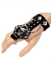 Lederarmband mit Fingerring Dead Heads