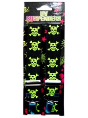 Hosenträger Totenkopf neon grün