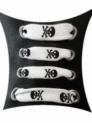 Schnürsenkel Totenköpfe weiß schmal bones