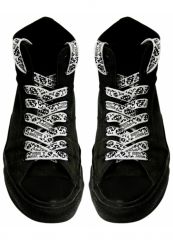 Schnürsenkel Punk Skull schwarz schmal