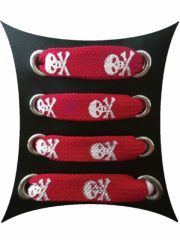 Schnürsenkel Totenköpfe weiß rot schmal
