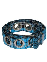 Gürtel Tartan blau mit Ösen