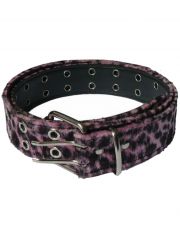 Gürtel mit Fell Leopard pink mit Ösen