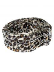 Gürtel mit Fell Leopard weiß mit Ösen