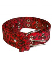 Gürtel mit Fell Leopard rot mit Ösen