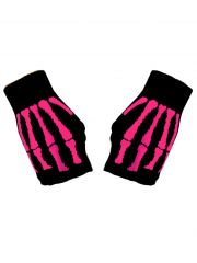 Fingerlose Handschuhe Skelett Hand pink