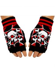 Fingerlose Handschuhe Killer Totenköpfe rot