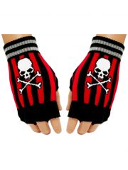 Fingerlose Handschuhe Totenkopf gestreift