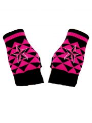 Fingerlose Handschuhe Stern kariert pink