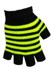 Fingerlose Handschuhe Neon Gelb gestreift