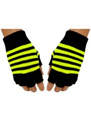 Fingerlose Handschuhe Neon Gelb gestreift
