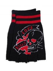 Fingerlose Handschuhe Totenkopf Love kills