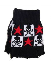 Fingerlose Handschuhe Totenkopf und Sterne