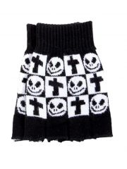Fingerlose Handschuhe Totenkopf und Smiley