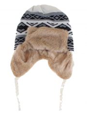 Tschapka Wintermütze mit Kunstfell grau weiß