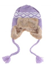 Tschapka Wintermütze mit Kunstfell lila