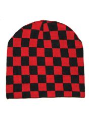 Beanie schwarz und rot kariert