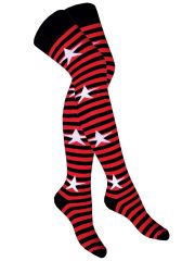 Overknees rot gestreift mit Sterne