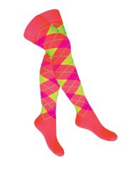 Overknees Quadrate orange und pink