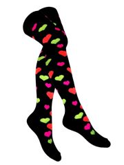 Overknees Herzen gelb pink grün