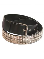 Gürtel mit Pyramidennieten 3 reihig dunkelbraun