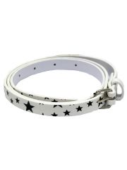 Gürtel schmal weiß mit Sterne schwarz