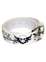 Gürtel Totenkopf mit Flügel weiß