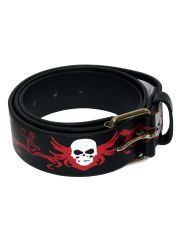 Gürtel Totenkopf mit Flügel schwarz