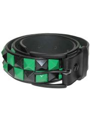 Gürtel Pyramidennieten 2 reihig schwarz grün