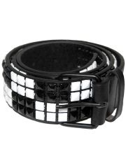 Gürtel Pyramidennieten 4 reihig schwarz weiß