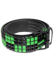 Gürtel Pyramidennieten 4 reihig schwarz grün