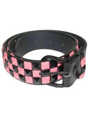 Gürtel Pyramidennieten 3 reihig schwarz pink