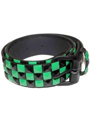 Gürtel Pyramidennieten 3 reihig schwarz grün