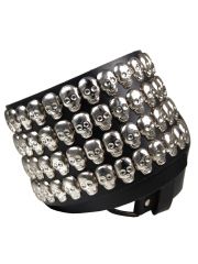 Ledergürtel Totenkopf Nieten 4 reihig