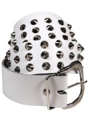 Ledergürtel Spitznieten 3 reihig weiß