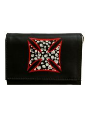 Geldbeutel mit Kette Cross with Sculls red