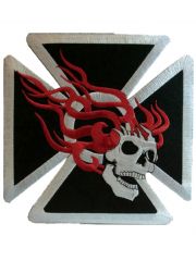 Aufnäher Iron Cross und Flaming Skull