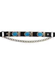 Leder Stiefelband Blue Stones oval