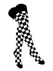 Overknees schwarz weiß schwarz kariert