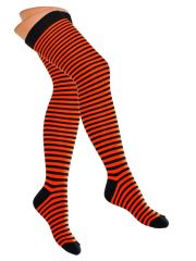 Overknees Pinestripes schwarz rot