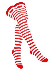 Overknees Herz rot weiß gestreift