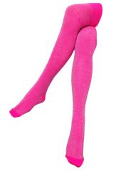 Overknees neon rosa mit Glitzer
