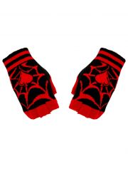 Fingerlose Handschuhe Spinnennetz rot