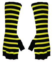 Fingerlose Stulpenhandschuhe schwarz gelb gestreift